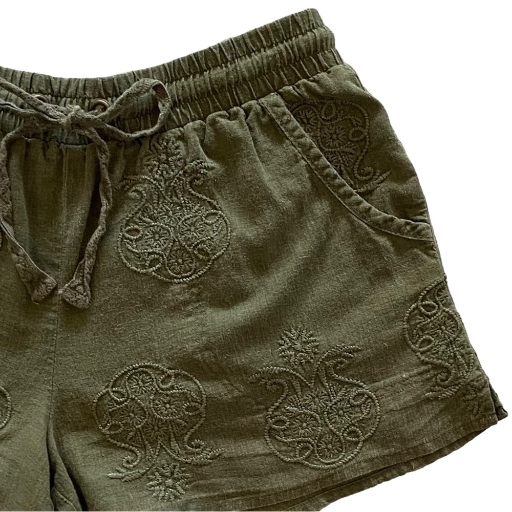 Anthropologie Embroidered Linen Drawstring Shorts - Picture 6 of 13